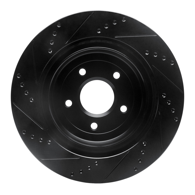 Chevrolet Corvette Brake Rotor (1) - Rear Right - R1 Concepts - Drilled & Slotted - Black - `06-`13
